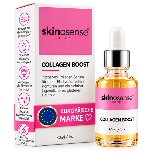 Hautpflege-Serum von skinosense mit Kollagen-Booster, 30 ml, spendet Feuchtigkeit und strafft die Gesichtshaut.