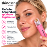 Hydra Derma Roller 3.0 von skinosense mit 105 Titan-Mikronadeln für die Hautpflege, auf einem weißen Hintergrund.