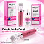 Cellulite Booster Starter Set mit Dermaroller und 30ml Serum von skinosense® zur Hautstraffung und Verbesserung des Hautbilds.