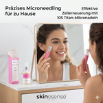 Hautserum mit Collagen und Elastin von skinosense, 30ml Flasche, für straffe und elastische Haut, auf einem weißen Hintergrund.