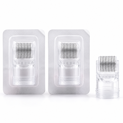 skinoseSense® Ersatzroller für Hydra Derma Roller 3.0 mit 520 Nadeln, 3er Set, zeigt den Roller mit Nadeln und Griff.