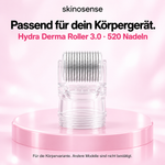 Drei Ersatzroller für Hydra Derma Roller 3.0 mit 520 Nadeln, kompatibel mit skinosense® Dermaroller, in einem Set.