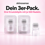 Drei Ersatzroller für Hydra Derma Roller 3.0 mit 520 Nadeln, von skinosense® im Dreierpack, perfekt für Hautpflege.