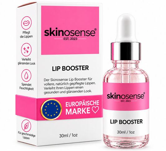 Hübscher Lip Booster Serum Roll-On von skinosense® mit Glanz, 30 ml, für vollere und gepflegte Lippen.