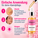 Retinol Booster Serum von skinosense in einer 30ml Flasche, nächtliches Gesichtsserum mit regenerierenden Wirkstoffen.