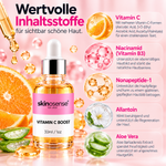 Skinosense Vitamin C Booster Serum mit Niacinamid, 30 ml, Flasche mit Pipette, hellgelbe Flüssigkeit im eleganten Pumpflakon